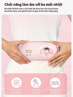 Máy chườm nóng hỗ trợ giảm đau bụng kinh có 3 mức nhiệt, Pin sạc UBS, món quà ý nghĩa tặng người yêu