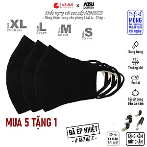 Khẩu trang vải Azumikichi màu đen, khẩu trang thời trang cao cấp sang trọng