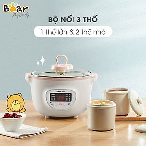 Nồi Nấu Chậm 1,6L Bear SUBE002 Đa Năng Nấu Cháo, Chưng Yến Bản Quốc Tế - Hàng Chính Hãng