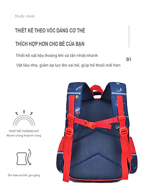 Balo học sinh cấp 1 cặp sách trẻ em đi học tiểu học lớp 1 lớp 2 cho bé trai gái Bibobaby 1413
