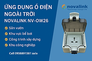 Ổ cắm điện ngoài trời chống nước IP66 Novalink NV-OW26 nhập khẩu chính hãng | Chuẩn IP66, 1 ổ cắm 3 chấu 16A