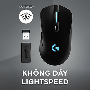 Chuột game không dây Lightspeed RGB Logitech G703 - Cảm biến Hero 25k, tương thích PowerPlay, nhẹ 95g+10g cân tùy chỉnh, pin 60h, PC/Mac - Hàng chính hãng