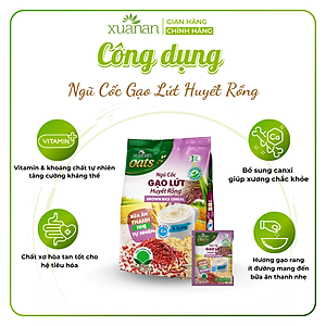 Ngũ Cốc Gạo Lứt Huyết Rồng Xuân An [ít đường] Túi 400G {25g*16 gói}(Tặng Kèm 1 Túi Yến Mạch 150G)
