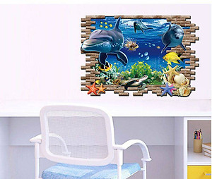 Decal 3D cá heo AmyShop DCS009 ( 60 x 90 cm)
