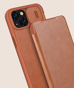 Bao da dành cho iPhone 14 Plus hàng chính hãng Nillkin QIN có nắp trượt bảo vệ camera - Hàng nhập khẩu