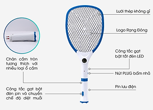 Vợt bắt muỗi điện tử Model: VBM RD.02