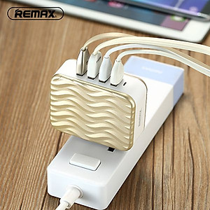 Củ  Sạc Điện Thoại REMAX RP-U41  4  Cổng USB + Tặng Kèm  Cáp Sạc IPhone - Hàng Chính Hãng
