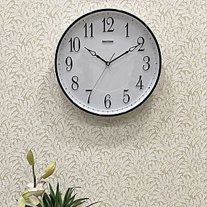 Đồng hồ treo tường Nhật Bản Rhythm CMG580NR02 – Kích Thước 33.8 x 4.0cm, 810g, vỏ nhựa cao cấp, Dùng PIN.