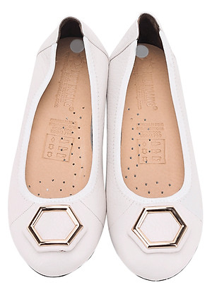 Giày Nữ Búp Bê Da Bò Huy Hoàng HT7913 - Trắng