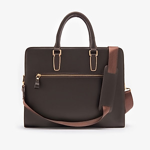 Cặp Da Nam Công Sở Túi Xách GENCE CTS08 Da Bò Cao Cấp Màu Nâu Có Dây Đeo Vai