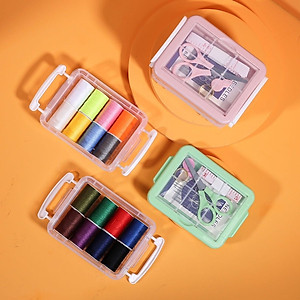 Bộ Hộp Kim Chỉ May Vá Đa Năng Gia Đình 3 Tầng Đa Năng- Kim Khâu, Chỉ, Kéo, Thước Dây, Đủ Size Màu Mini Giao Màu Ngẫu Nhiên