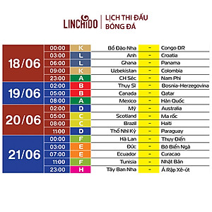 Lịch thi đấu bóng đá World Cup 2026 ( Kích thước 86 cm X 65 cm) chữ to, nhìn rõ