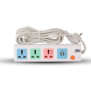 Ổ Cắm Điện Nối Dài COMET CES5303 2500W Dây 3M, 3 Ổ Cắm 3 Chấu, 2 Cổng Sạc USB
