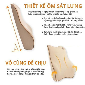 Gối tựa lưng xe hơi, ô tô cao cấp chất liệu 100% cao su non - 2 màu: Đen và Ghi - Mã: B01