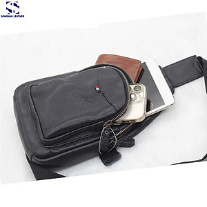 Túi Đeo chéo Da Bò Thật Cao Cấp Songhan Leather BM01.Túi Nam Đeo Ngực Đa Năng . Bảo Hành 12 Tháng