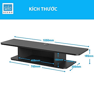 Kệ Trang Trí Tivi 2 Tầng Hiện Đại Nhỏ Gọn, Có 02 Nắp Luồn Dây Điện Thương Hiệu SIB Decor TV75
