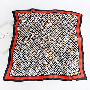 Khăn lụa turban vuông vintage hoa 4 cánh may mắn phong cách Nhật (70x70cm) AKL95