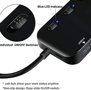 Hub Chia 4 Cổng USB 3.0 Ultra Slim siêu mỏng có công tắc bộ chia cổng USB 3.0