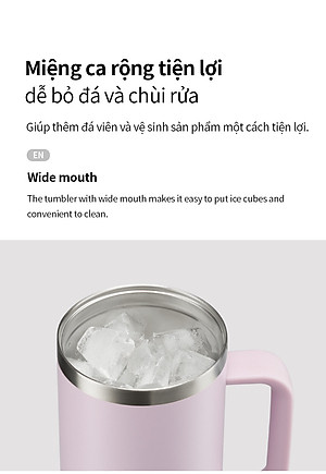 Ly giữ nhiệt LocknLock Flat Table Mug LHC4320 730ML, Hàng chính hãng, có tay cầm, miêng rộng - JoyMall