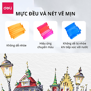 Bút Màu Marker Chuyên Nghiệp Hai Đầu Kèm Túi Vải Và Đế Họa Cụ Vẽ Tranh Cao Cấp Finenolo Deli - Phù Hợp Tô Màu Vẽ Tranh Manga Anime - EC184