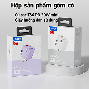 Củ sạc nhanh ip chuẩn PD 20W Rockspace T86 ổn định không nóng hàng chính hãng bảo hành 12 tháng bảo hành 1 đổi 1