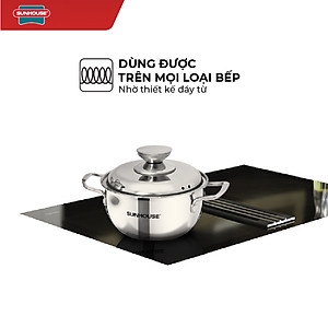 Bộ Nồi Inox 3 Đáy Sunhouse SH335(16cm, 20cm, 24cm ) - Dùng trên mọi loại bếp - Hàng chính hãng