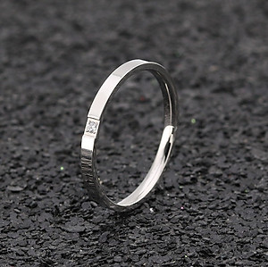 Nhẫn Nữ Đính1 Viên Đá Chìm Chất Liệu Thép Titan Ko Rỉ Ko Dị Ứng TT 0411