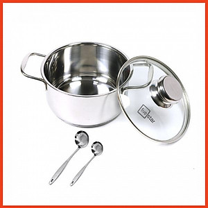Nồi Inox 430 Fivestar Standard 3 Đáy Nắp Kính- Nồi Luộc Gà Cao Cấp Đủ Các Kích Thước( 16/18/20/24/26/28/30/32cm)- Dùng Được Các Loại Bếp- Hàng Chính Hãng