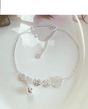 Lắc chân nữ bạc 925 bạc xinh - Chuỗi kim tiền may mắn RYBJ50089