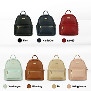 Balo da nữ đi chơi, ba lô công sở họa tiết chần trám ngăn trước IDIGO FBP2 - 4322