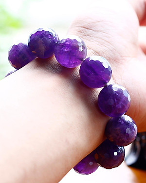 Vòng thạch anh tím hạt đa giác size 16mm mệnh hỏa. thổ - Ngọc Quý Gemstones