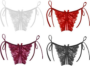 Quần lót chất ren cao cấp buộc dây sexy - Màu đỏ mận