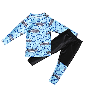 Đồ Bơi Bé Trai Tay Dài Che Nắng Họa Tiết Cá Mập Xám BB040 MayHomes Thun Lạnh Co Giãn Và Không Phai Màu