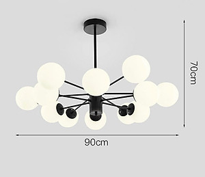 Đèn chùm ALIGA cao cấp hiện đại loại 12 bóng trang trí nội thất sang trọng - Kèm bóng LED chuyên dụng.