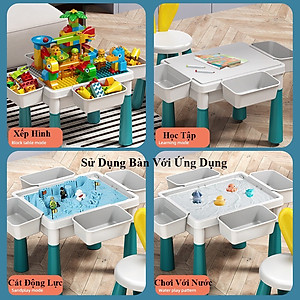 Trọn bộ đồ chơi lắp ghép sáng tạo cho bé trai và bé gái có kèm bàn và ghế ngồi, chất liệu nhựa ABS cứng cáp dày dặn - Đồ chơi phát triển trí não cho bé yêu