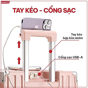 Vali khung nhôm khóa sập Bamozo 9066 size 20/24/28 inch cao cấp bịt 4 góc kim loại chống va đập bảo hành 5 năm