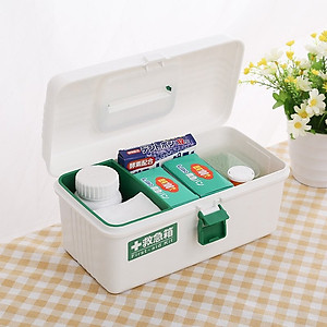 Combo hộp đựng thuốc gia đình + Hộp 180 tăm bông ngoáy tai nội địa Nhật Bản (Made in Japan)