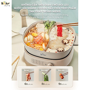 Nồi Lẩu Điện 2 Ngăn Bear SB-NL60U Nhiều Chế Độ Dung Tích 6 Lít Công Suất 1600 W - Hàng Chính Hãng