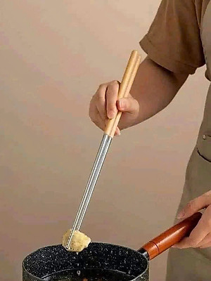 Đũa Inox Dài Nấu Ăn Cán Cầm Gỗ Thông Lõi Inox 304 Chống Han Gỉ Dài 38.5cm-  Đũa Xào Nấu Inox - Hàng Chính Hãng MINIIN