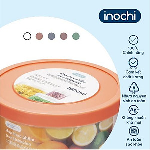 Hộp thực phẩm tròn Inochi - Hokkaido 1000ml màu Xanh/Hồng/Cam