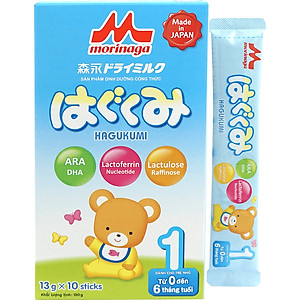 Combo 2 hộp sữa Morinaga Số 1 dạng thanh  - Hagukumi (130g) - 10 thanh / hộp (0 - 6 tháng)