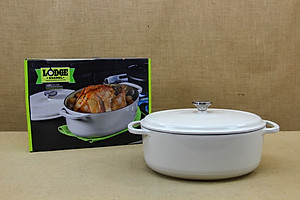 Nồi Gang Phủ Men Oval Lodge - Màu Trắng 6.6L