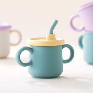 Bộ 2 cốc silicone Little Luv LocknLock LBB015S7 - kèm nắp đậy và ống hút - Dung tích 200ml