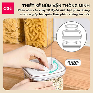 Hộp Nhựa Đựng Thực Phẩm Khô DELI- Hộp Nhựa Đựng Ngũ Cốc Đồ Khô Nắp Kín Chống Ẩm Mốc Nắp Kín Sắp Xếp Nhà Bếp Bảo Quản Thực Phẩm Phân Chia Thực Phẩm Chống Mùi Tủ Lạnh Chống Tràn Chống Rò Rỉ