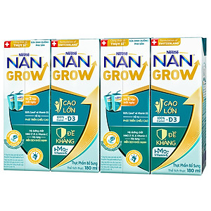 Thùng sữa bột pha sẵn Nestlé NANGROW 6(4x180ml) sữa mát công thức từ Thụy Sĩ với 100% Canxi giúp bé cao lớn vượt trội dành cho bé từ 1 tuổi