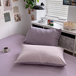 Bộ vỏ chăn ga gối cotton tici notag Lidaco cotton đũi trơn dày decor phòng ngủ vintage đủ mọi cỡ nệm