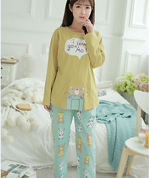 Bộ Đồ Bầu Và Sau Sinh Azuno AZ1014 Mặc Nhà Dài Tay Thu Đông Có thiết Kế Khe Mở Cho Con Bú Tiện Lợi