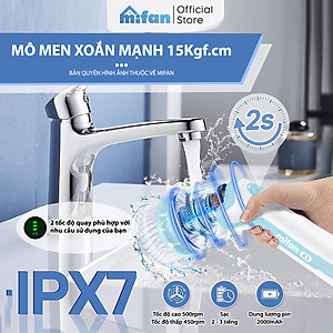 Máy Cọ Rửa Điện Cầm Tay Đa Năng Mifan K3 25W - Kèm 4 Đầu Chổi, Pin Sạc 2000mAh, Chống Nước IPX7, Tốc Độ 500rpm, Bảo Hành 12 Tháng