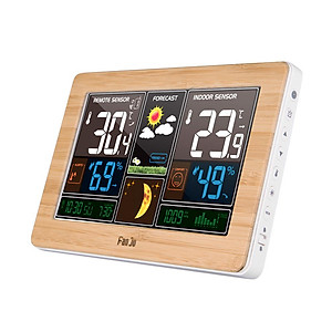 Đồng hồ đa chức năng không dây FanJu, màn hình lớn, hiển thị thời gian, nhiệt độ, độ ẩm, tuần trăng…