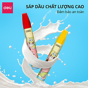 Bút Sáp Màu Dầu Bọt Biển Dễ Thương Deli - 12/18/24 Màu Tươi Sáng An Toàn Siêu Mịn Tô Màu Vẽ Tranh Mỹ Thuật - EC218
